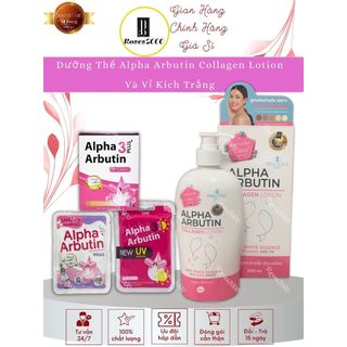 Sữa Dưởng Thể Alpha Arbutin Plus Lotion Chai 500ml + Vỉ 10 Viên Kích Trắng Alpha Arbutin Thái Lan 