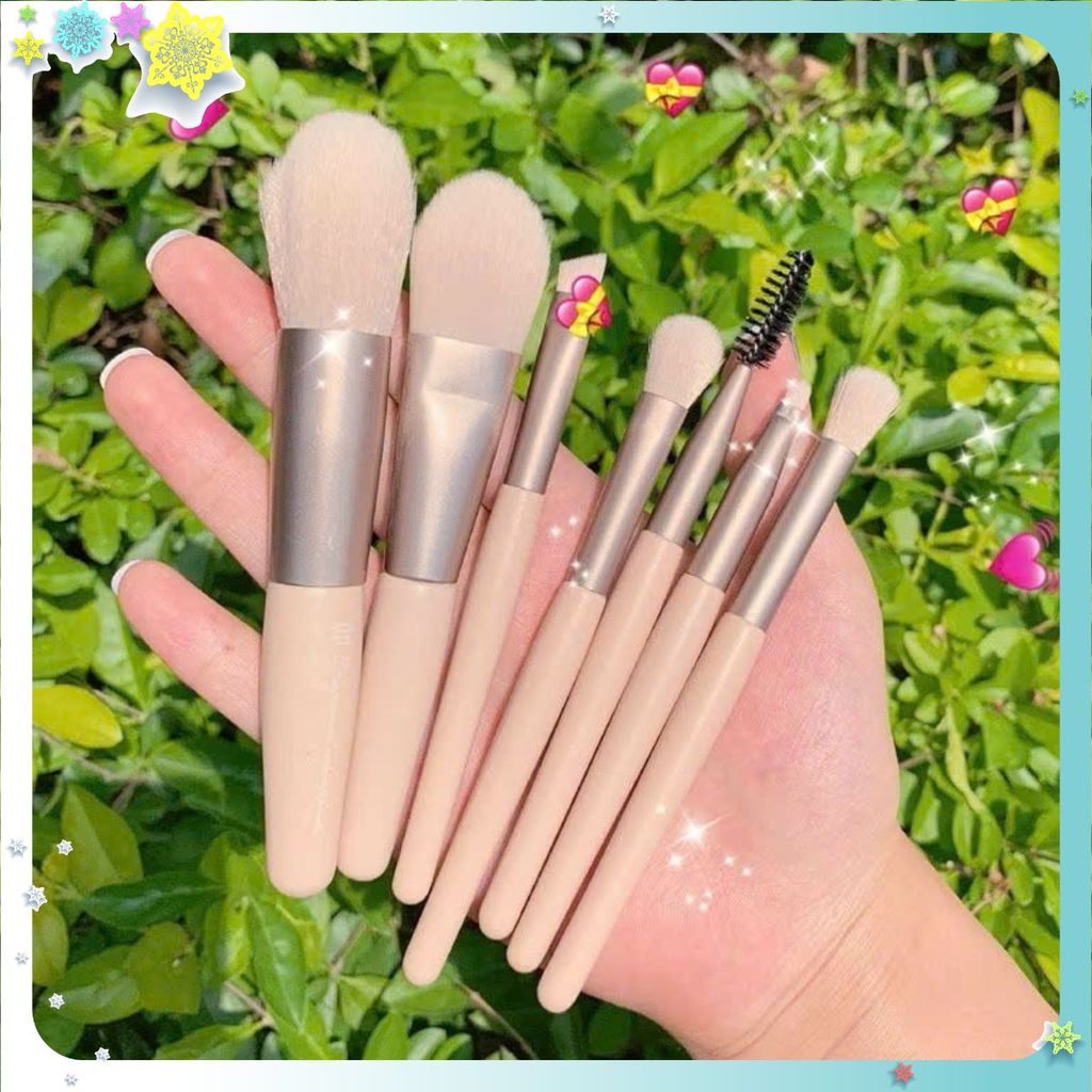 (8 CỌ XỊN) 3 Bộ Cọ Trang Điểm 8 Cây Vintage Siêu Cute Trong Túi Zip , Set Cọ Trang Điểm Gồm 8 Cây Lô