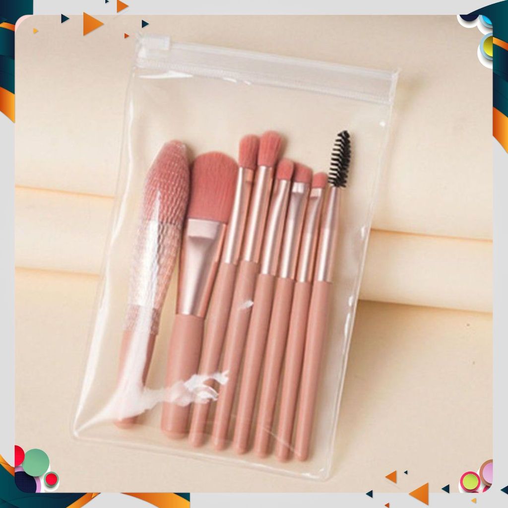 (8 CỌ XỊN) BỘ CỌ TRANG ĐIỂM 8 CÂY VINTAGE SIÊU CUTE TRONG TÚI ZIP, SET CỌ TRANG ĐIỂM GỒM 8 CÂY LÔNG 