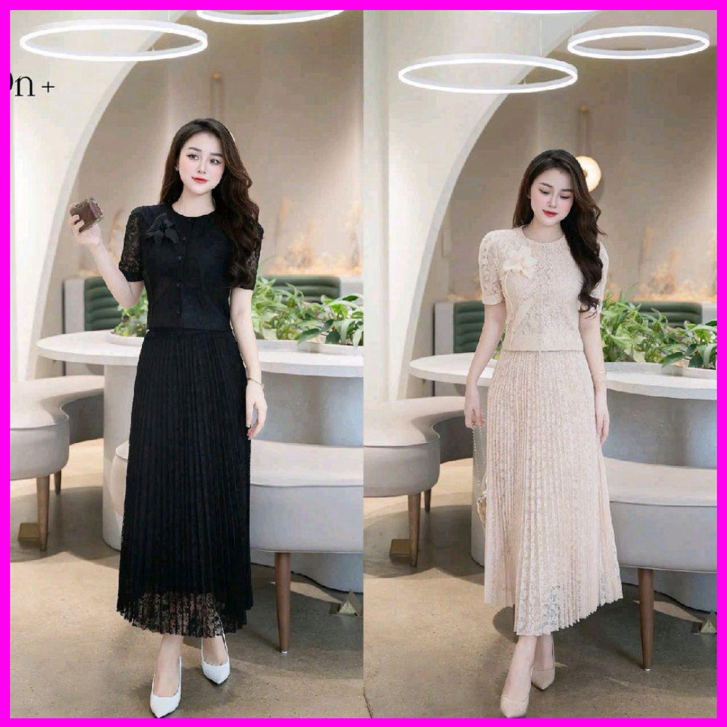 Bộ váy ren xếp ly & áo croptop hoàn hảo cho tiệc tùng thật dễ thương -RUBY SHOP