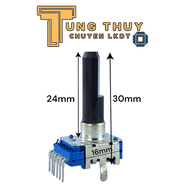 Chiết Áp 6 Chân Vuông Xanh - Chân Cong Cán Vát Dài 30mm 5K 10K 20K 50K 100K