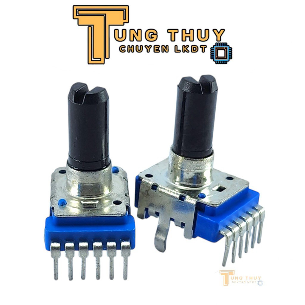 Chiết Áp 6 Chân Vuông Xanh - Chân Cong Cán Vát Dài 22,5mm 5K 10K 20K 50K 100K Loại Tốt