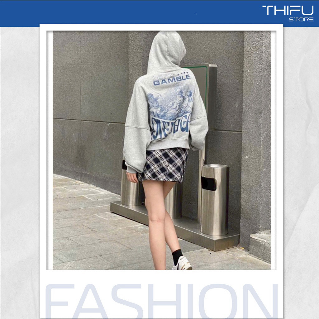 Hot Trendy- Áo Nữ Croptop Hoodie Nỉ Dày Dặn, Tay Phồng, Form Rộng Thêu Chữ OUTSET STUDIO