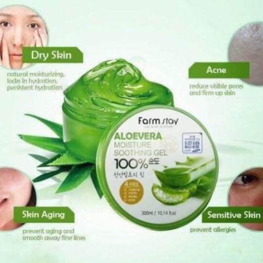 HÀNG CHÍNH HÃNG - Gel lô hội farm stay (gel nha đam) 100% - aloe vera 100% soothing gel