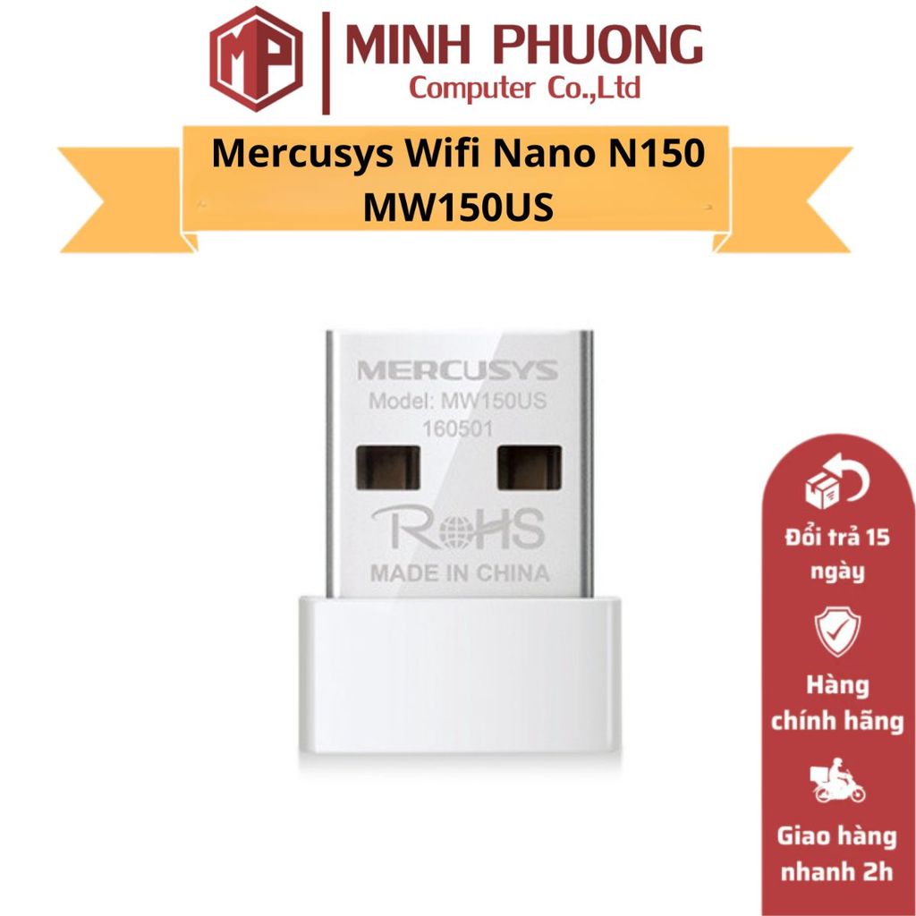 Usb wifi Mercusys thu wifi cho pc laptop,usb thu wifi nano N150 MW150US chính hãng bảo hành 24 tháng