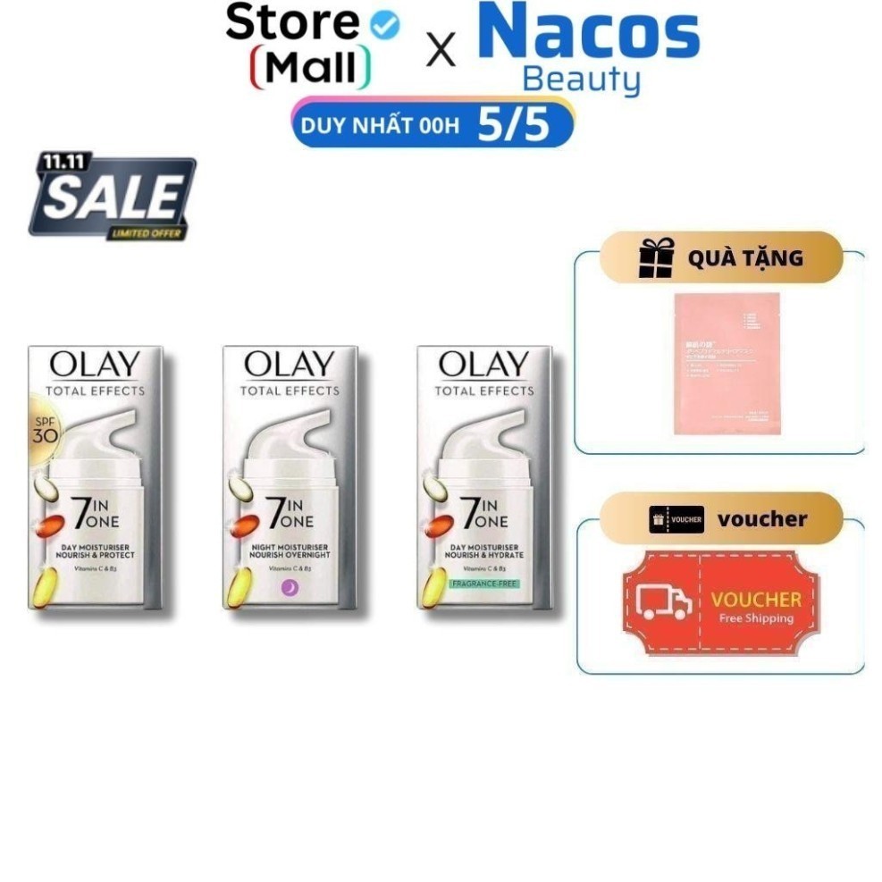 Kem Dưỡng Olay 7 in 1 NGÀY và ĐÊM bản UK Nacos