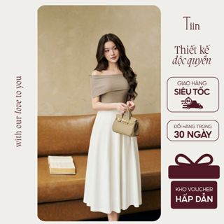  TIINSTORE Chân váy nữ cạp liền thiết kế chiết ly dáng xoè công sở CHD351 