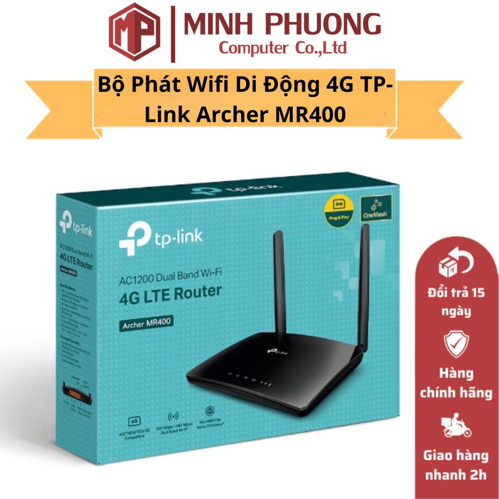 Bộ Phát Wifi Di Động 4G TP-Link Archer MR400 Băng Tần Kép AC1200