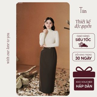  TIINSTORE  Áo len nữ mùa đông mềm mại dáng basic cổ cao freesize co giãn tốt GA23105 