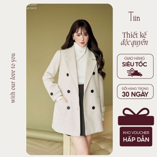  TIINSTORE Áo khoác dạ nữ thiết kế cổ ve túi cơi dáng lửng đính khuy thanh lịch nữ tính ADK1156 