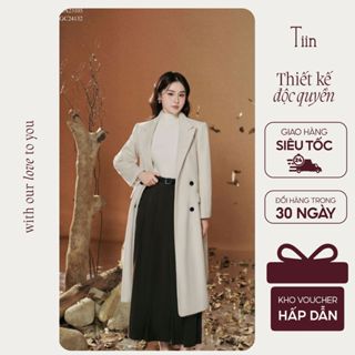  TIINSTORE Áo khoác dạ nữ măng tô cổ ve dáng dài kèm đai phong cách Hàn Quốc chất dạ cao cấp sang trọng ADK1118 