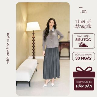  TIINSTORE Áo len dài tay cổ sơ mi thêu logo form vừa chất len mềm basic freesize GA25011 