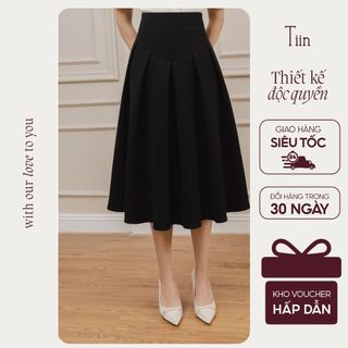  TIINSTORE Chân váy cạp liền V ly súp dáng xoè CHD221 