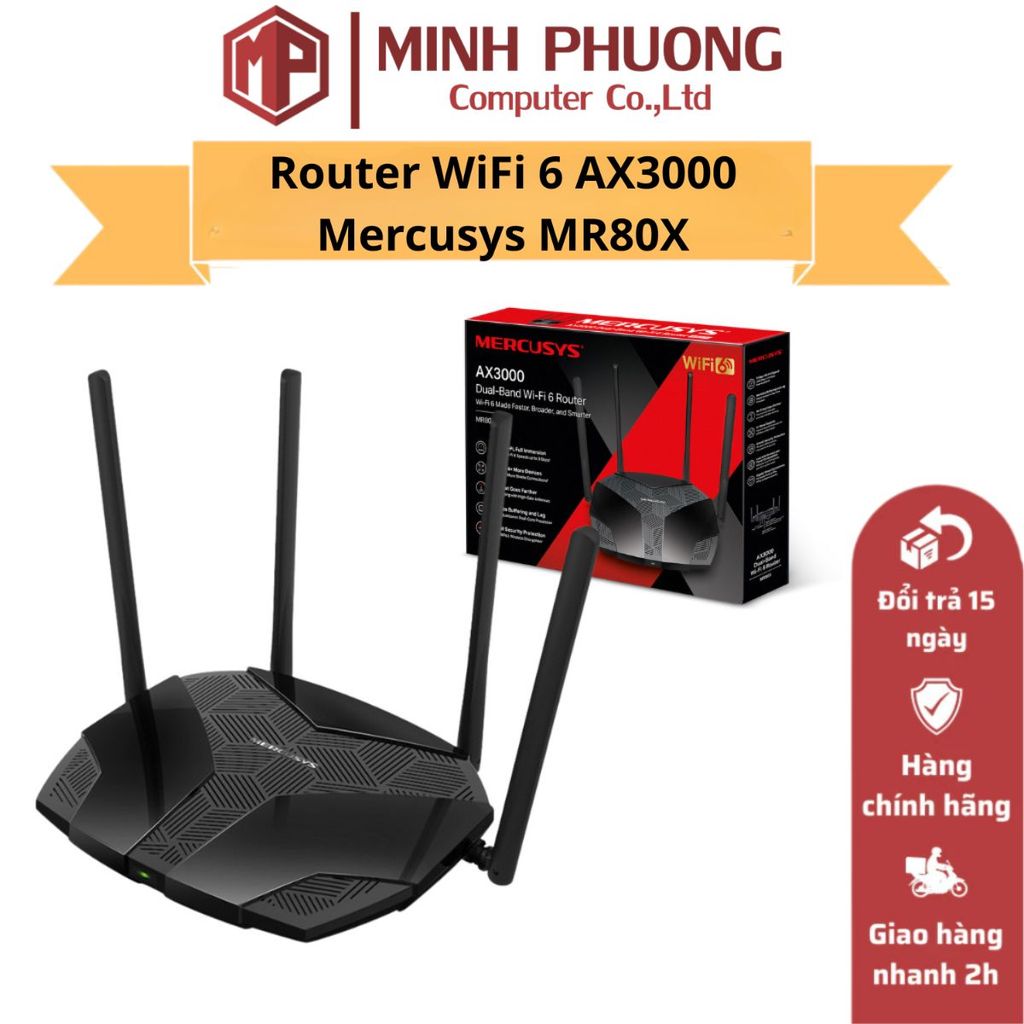 [Hỏa tốc] Router WiFi 6 AX3000 Mercusys MR80X – Tốc Độ Siêu Nhanh, Bảo Mật WPA3, Lý Tưởng Cho Gia Đì