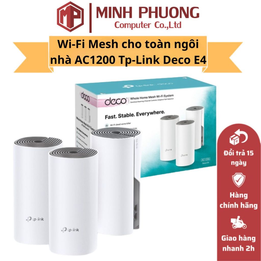 Wi-Fi Mesh cho toàn ngôi nhà AC1200 Tp-Link Deco E4 - Hàng Chính Hãng – Bảo hành 24 tháng