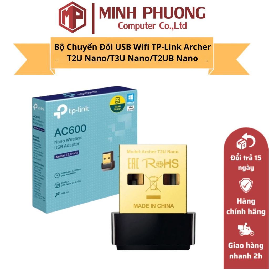 Bộ Chuyển Đổi USB Wifi TP-Link Archer T2U Nano/T3U Nano/T2UB Nano - AC600/AC1300Mbps