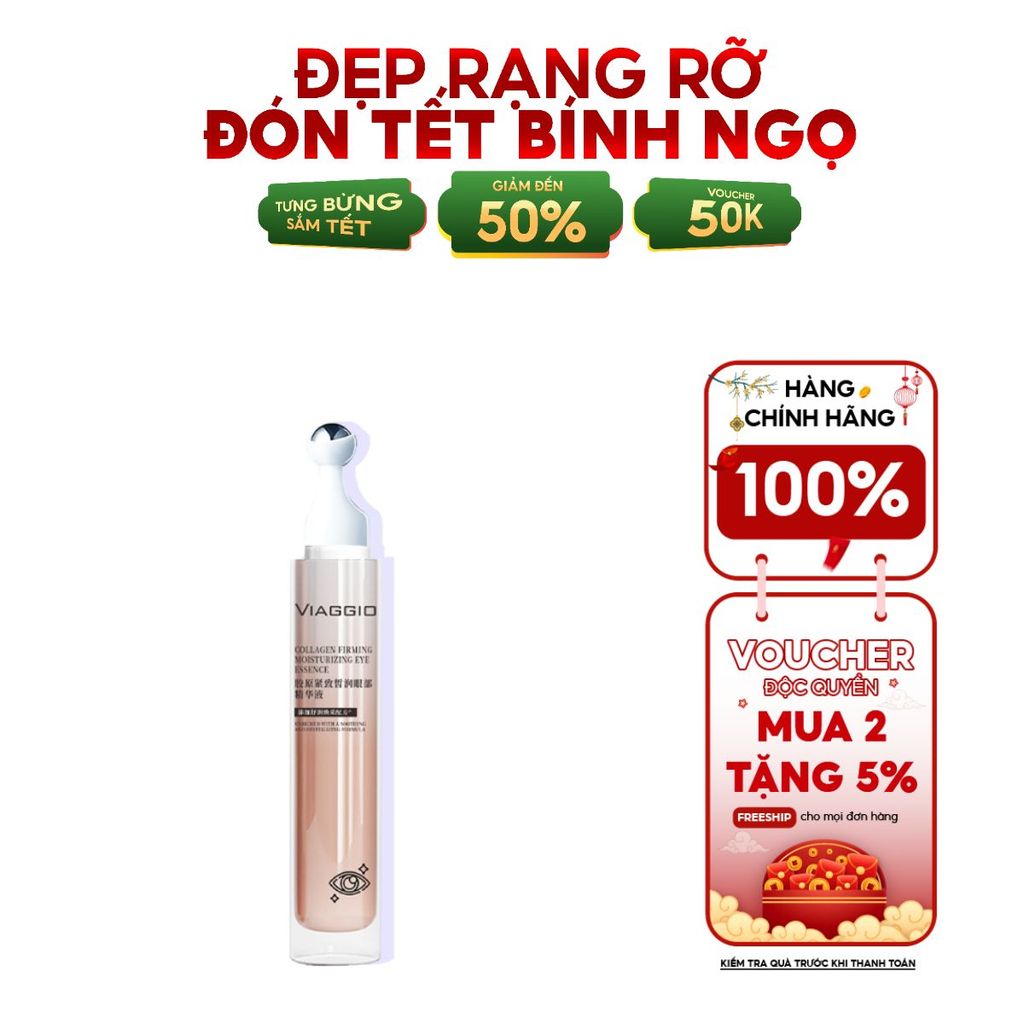 Tinh chất giảm bọng mắt Viaggio làm đầy nếp nhăn Collagen firming moisturezing eye essence
