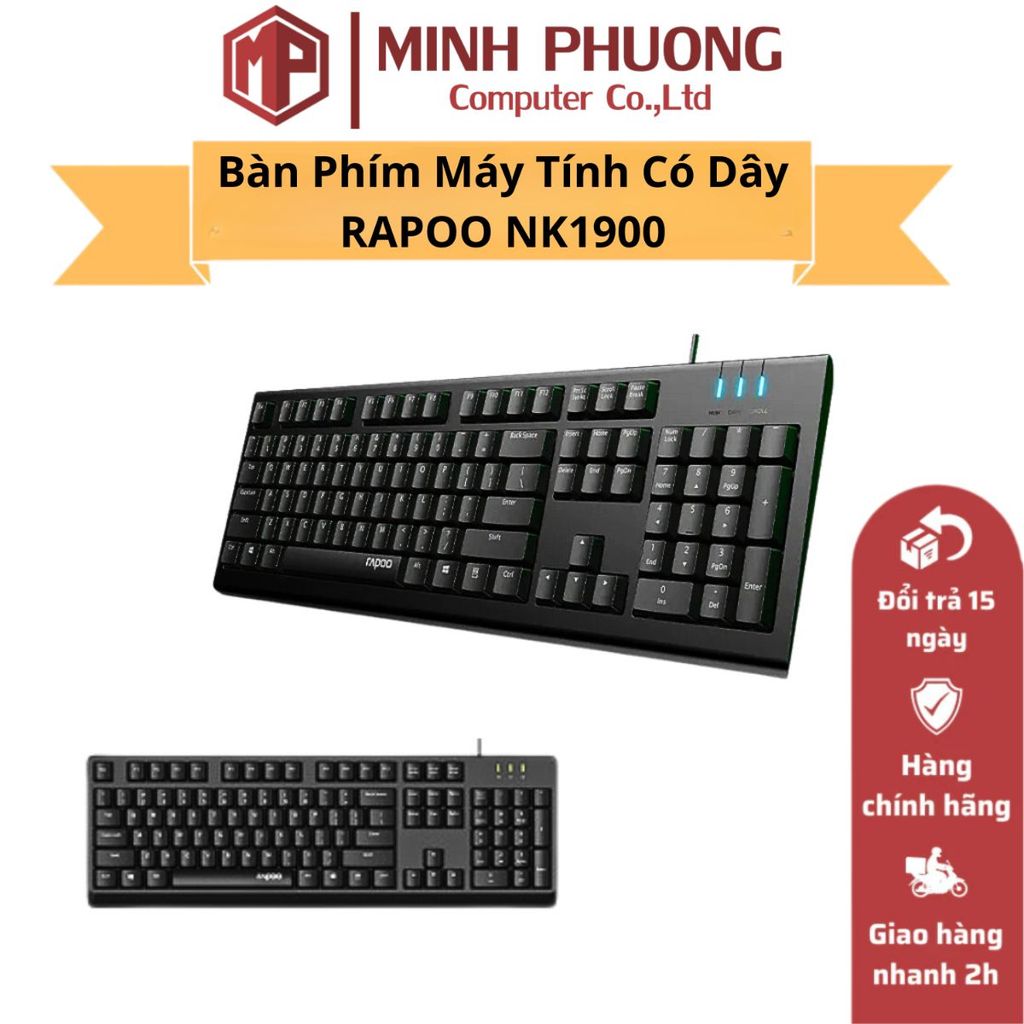 Bàn Phím Máy Tính Có Dây RAPOO NK1900 - Hàng Chính Hãng