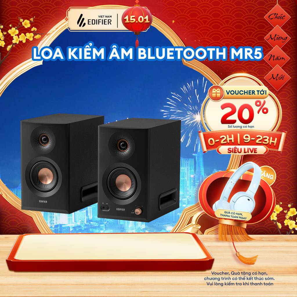 Loa Kiểm Âm Bluetooth EDIFIER MR5 | Công Suất 110W | Âm Thanh Chuyên Nghiệp | Hi-Res Audio Wireless 