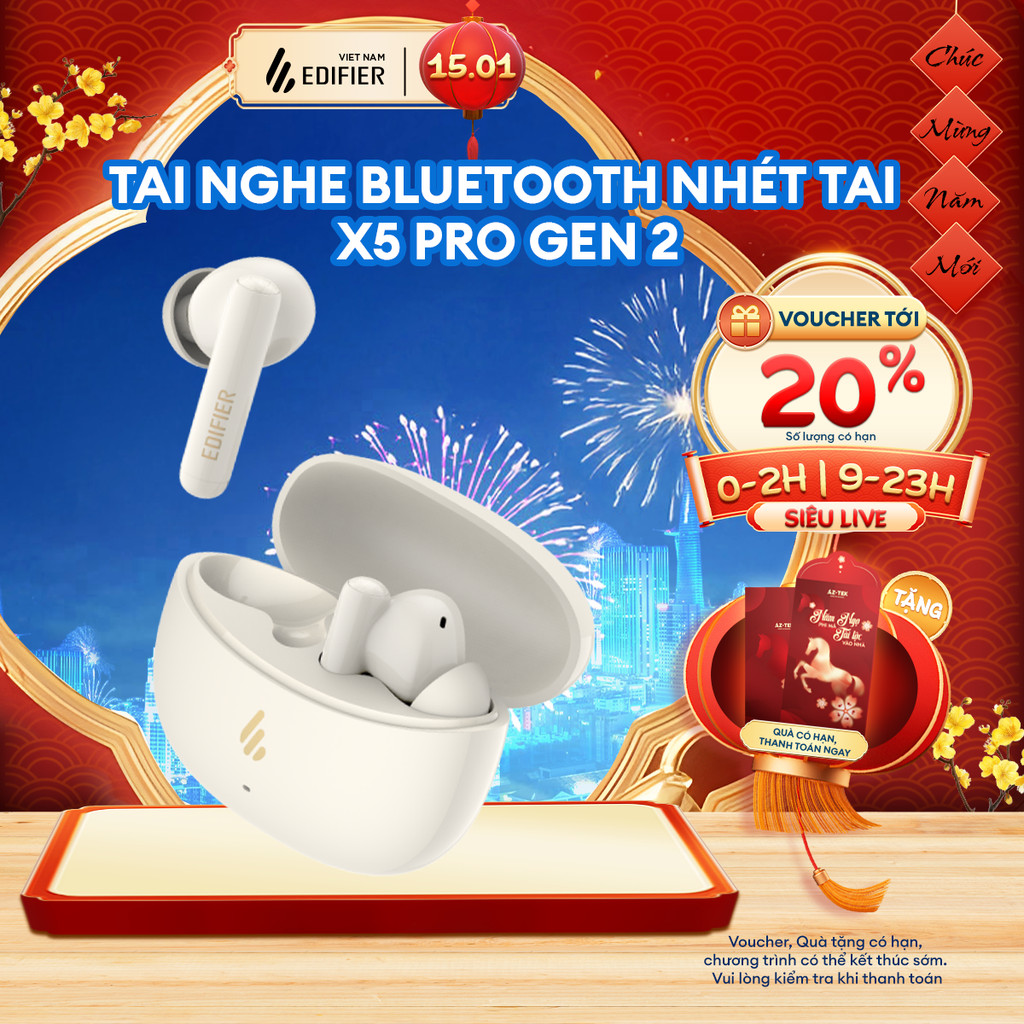 Tai Nghe Bluetooth Nhét Tai EDIFIER X5 PRO| Chống Ồn Chủ Động | Thời Gian Sử Dụng Tới 31H | Bảo Hành 15 Tháng | BigBuy360 - bigbuy360.vn