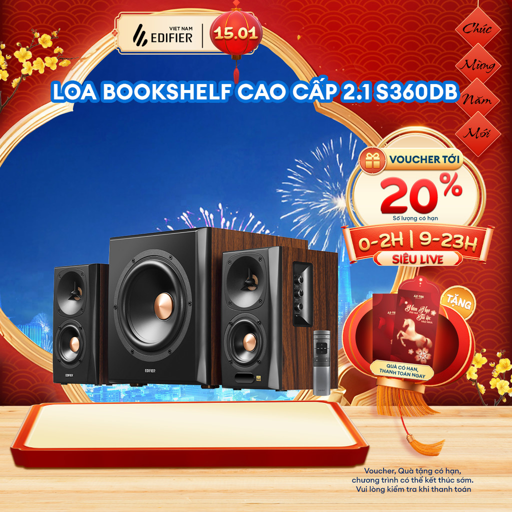 Bộ Loa Bluetooth Bookshelf EDIFIER S360DB | Công Suất 155W |  Hi-Res Audio | Chipset DSP | Bảo Hành 