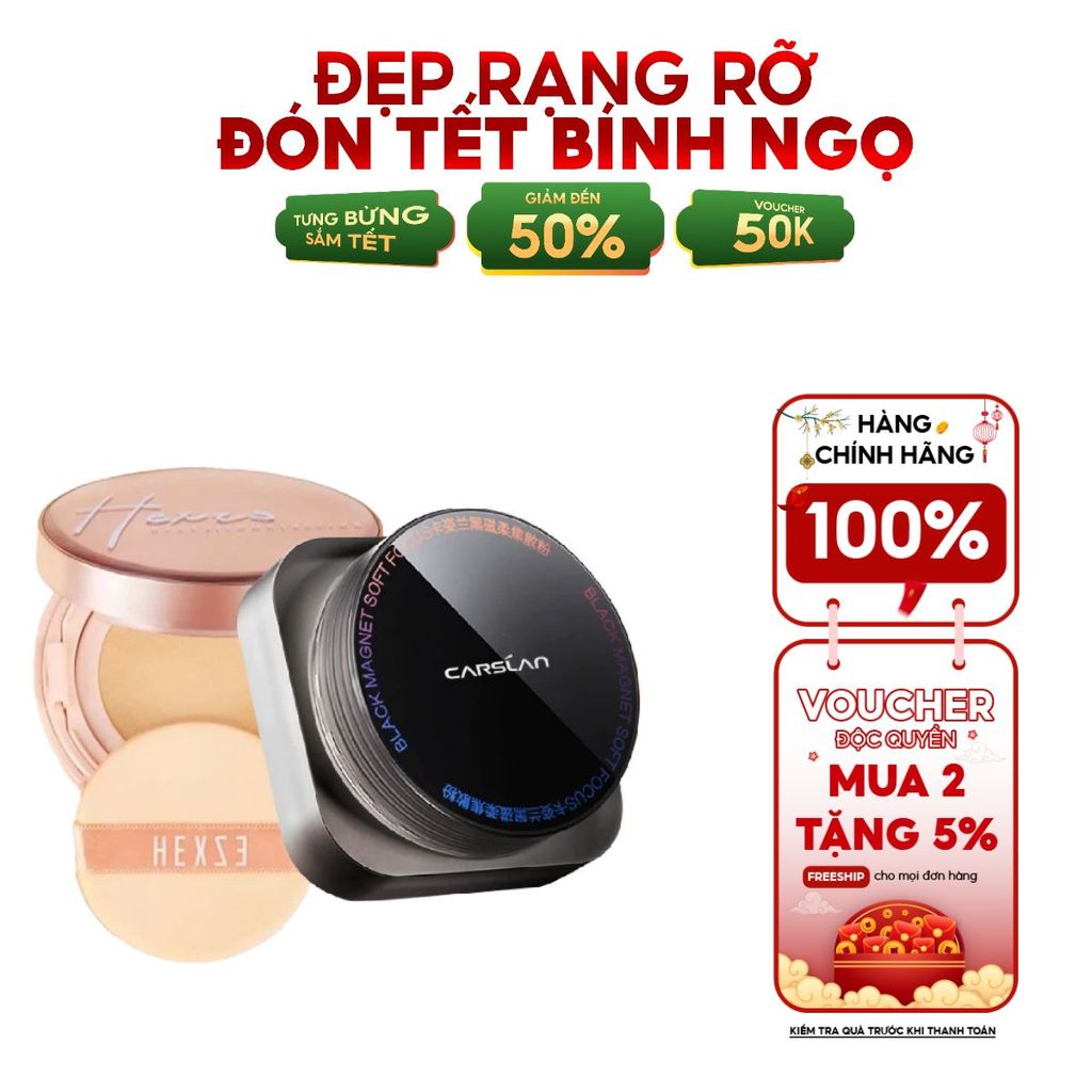 Combo Cushion Hexze + Phấn Phủ Carslan – Lớp Nền Mịn Lì, Tự Nhiên, Kiềm Dầu Đỉnh Cao
