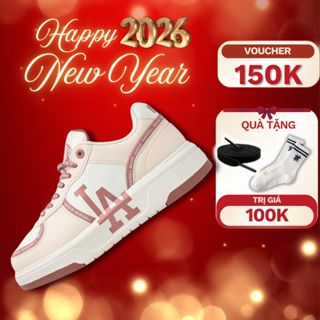  Giày MLB Chunky Liner monogram LA hồng chính hãng Varsity Dodgers Sneakers giày sneaker mlb đế cao 5cm  CLAH  