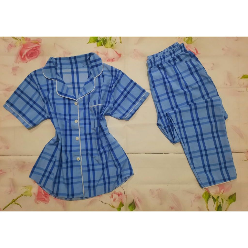 đồ bộ , đồ ngủ si 2hand caro xanh size L , XL ( 50kg đến 60kg tùy chiều cao ) quần có túi 2 bên