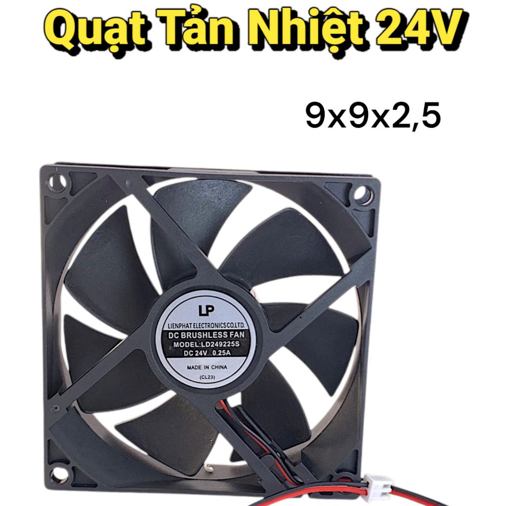 Quạt Tản Nhiệt 12v và 24v Kích Thước 9cm x 9cm x 2,5cm Khung Nhựa Loại Tốt