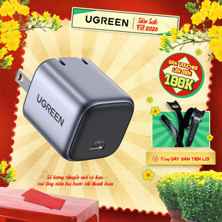  Củ sạc nhanh UGREEN 20W CD318| PD USB C| Sạc nhanh PD3.0 QC3.0 | Công nghệ GaN | Bảo hành 18 tháng 1 đổi 1| 15328 90902 