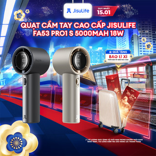  Quạt Cầm Tay Cao Cấp JISULIFE FA53 Pro1 ABS và Pro1 S - Con Lăn Tốc Độ - Đèn LED Hiển Thị - Sử Dụng Đến 15H BH 12 Tháng 