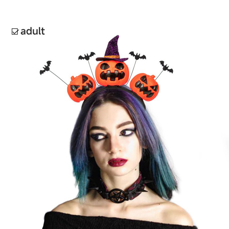 Bờm Gatbsy hoá trang hình bí ngô, hoa hồng đỏ đen bờm mũ đội đầu độc đáo cosplay nhiều mẫu