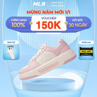  Giày MLB Chunky Liner low logo chìm màu hồng chính hãng ,giày sneakers unisex cổ mid Classic Monogram logo dập nổi  CMH  