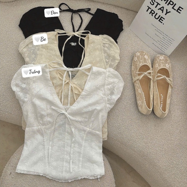 Áo Boi Thêu Cổ V Tay Bo Chun Sau 20 THÁNG 05 SHOP MA2799