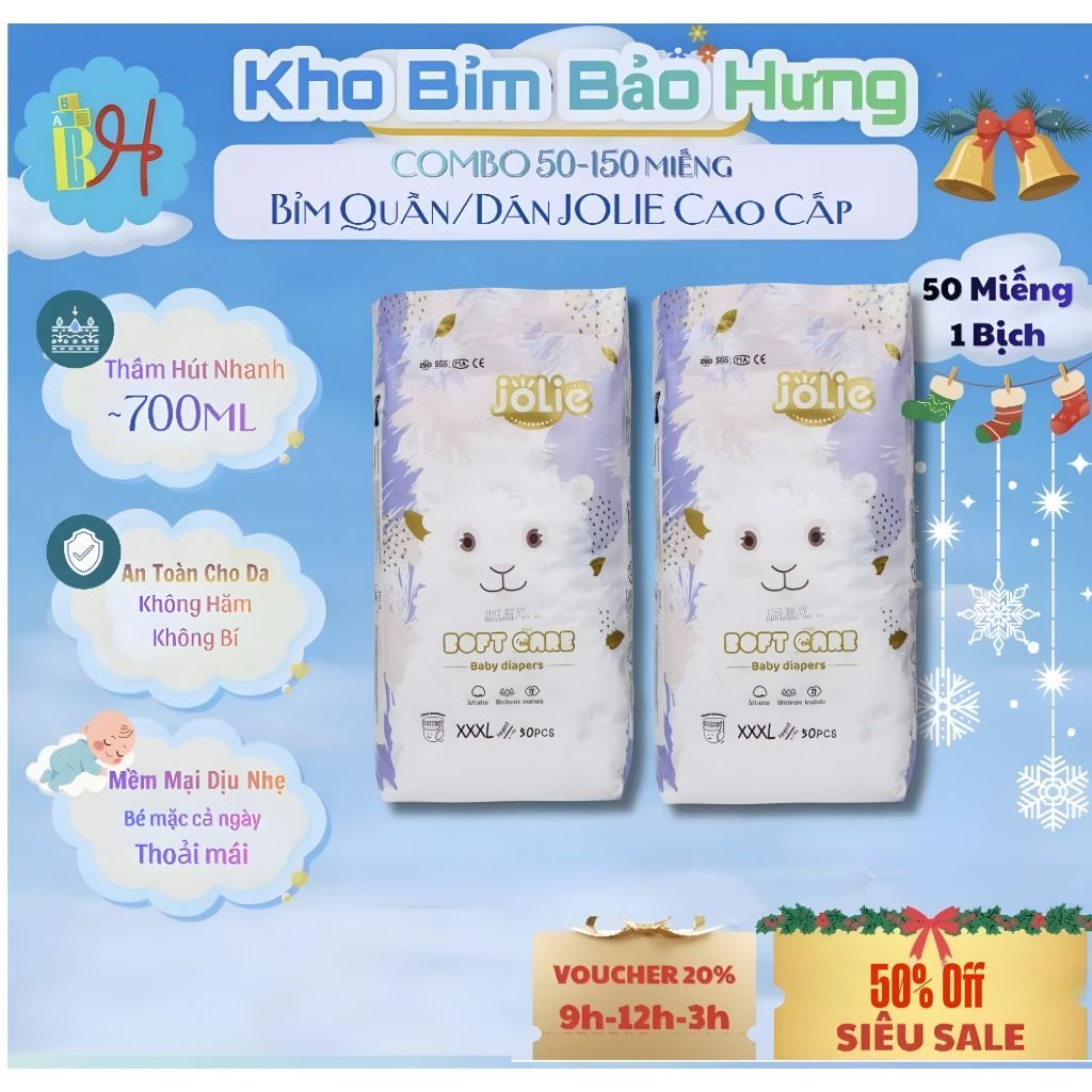 (JOILE) Combo 100 Bỉm/Tã Quần/Tã Dán Jolie mềm mại dịu nhẹ phiên bản cao cấp đủ size S đến 4XL