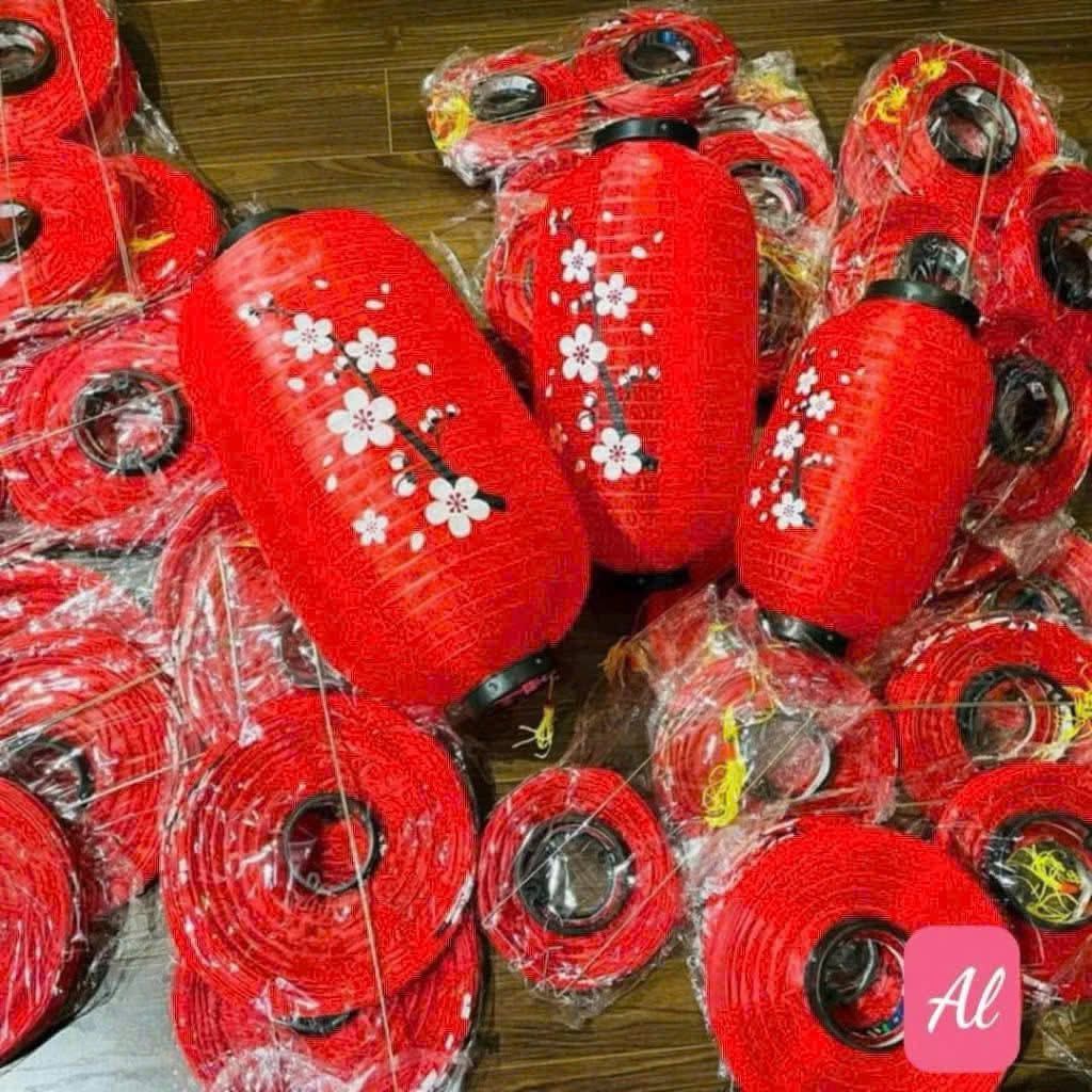 (HCM) LỒNG ĐÈN NHẬT, LỒNG ĐÈN HOA MAI, lồng đèn vải lụa có tua rua