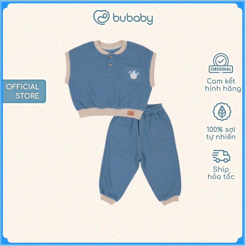 (1Y-5Y) Bộ dài tay cài vai chất nỉ ấm áp - Bộ quần áo mùa đông Bubaby - Bubaby bé trai – Bubaby bé g