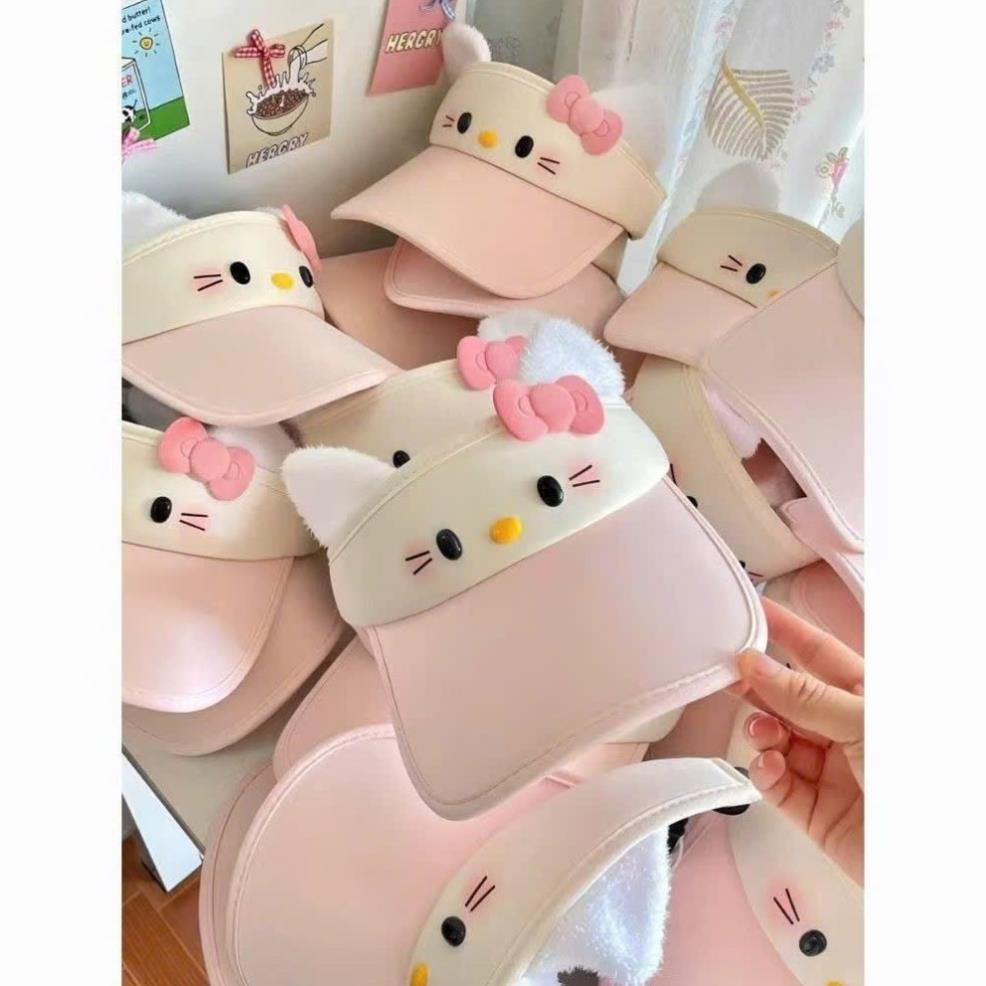 Mũ Hello Kitty Tai Thú 3D Nữ Cute – Mũ Bóng Chày Hello Kitty Hàn Quốc Ulzzang Free Size Dây Chỉnh