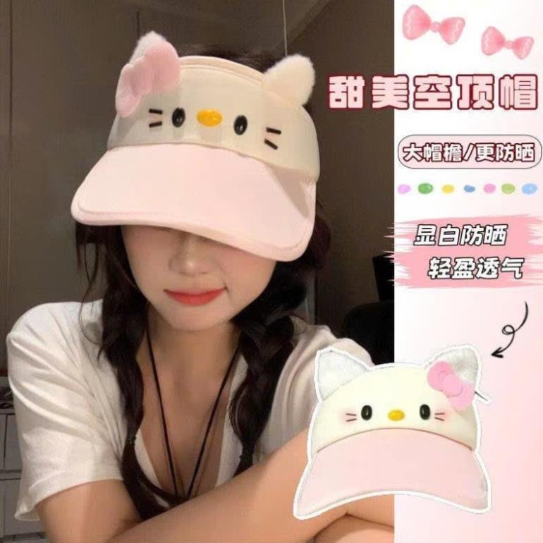 Mũ Bóng Chày Hello Kitty Tai Thú 3D Nữ Cute – Mũ Lưỡi Trai Hello Kitty Hàn Quốc Ulzzang Free Size