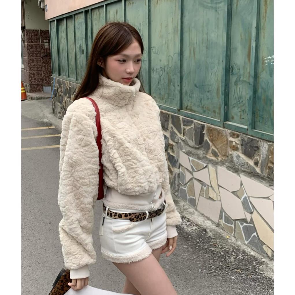 Áo Khoác Lông TWENTI Mềm Mịn Form Croptop