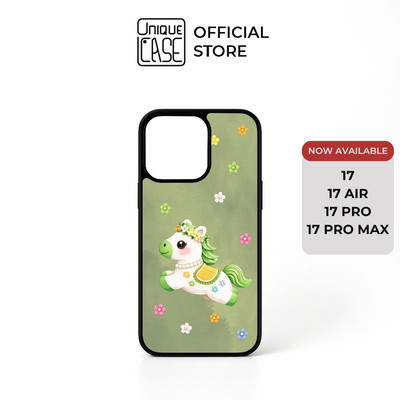 Ốp lưng Unique Case dành cho iPhone in hình ngựa lùn 2026 TẾT Collection ANI089 - nền xanh lá