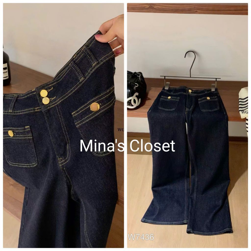 𝗠𝗶𝗻𝗮'𝘀 𝗖𝗹𝗼𝘀𝗲𝘁 - Quần Jean xuông dáng dài có túi trước