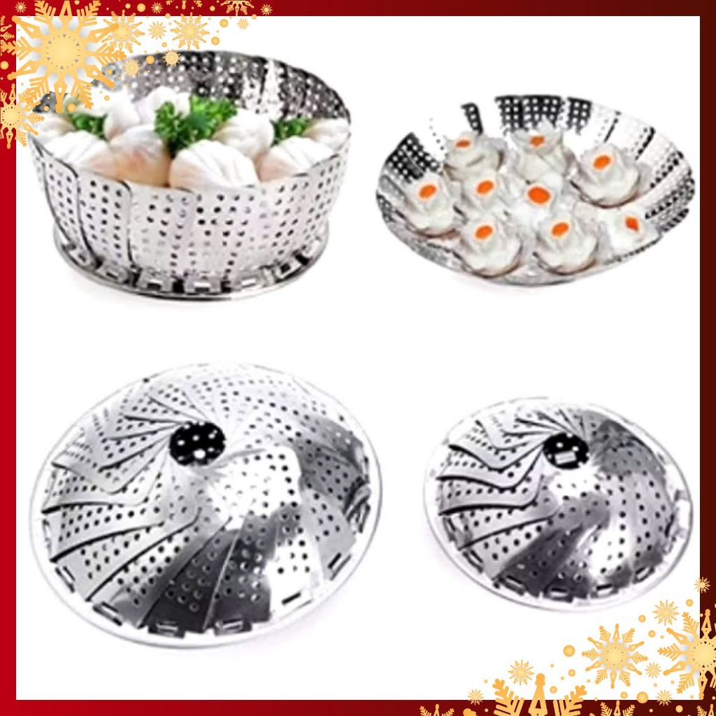VỈ HẤP ĐỒ XÔI INOX SIZE 26 - Khay Vỉ Hấp Vỉ Rổ Hấp Tròn Inox Xếp Gọn Tiện Lợi Inox Chống Rỉ Đường Kí