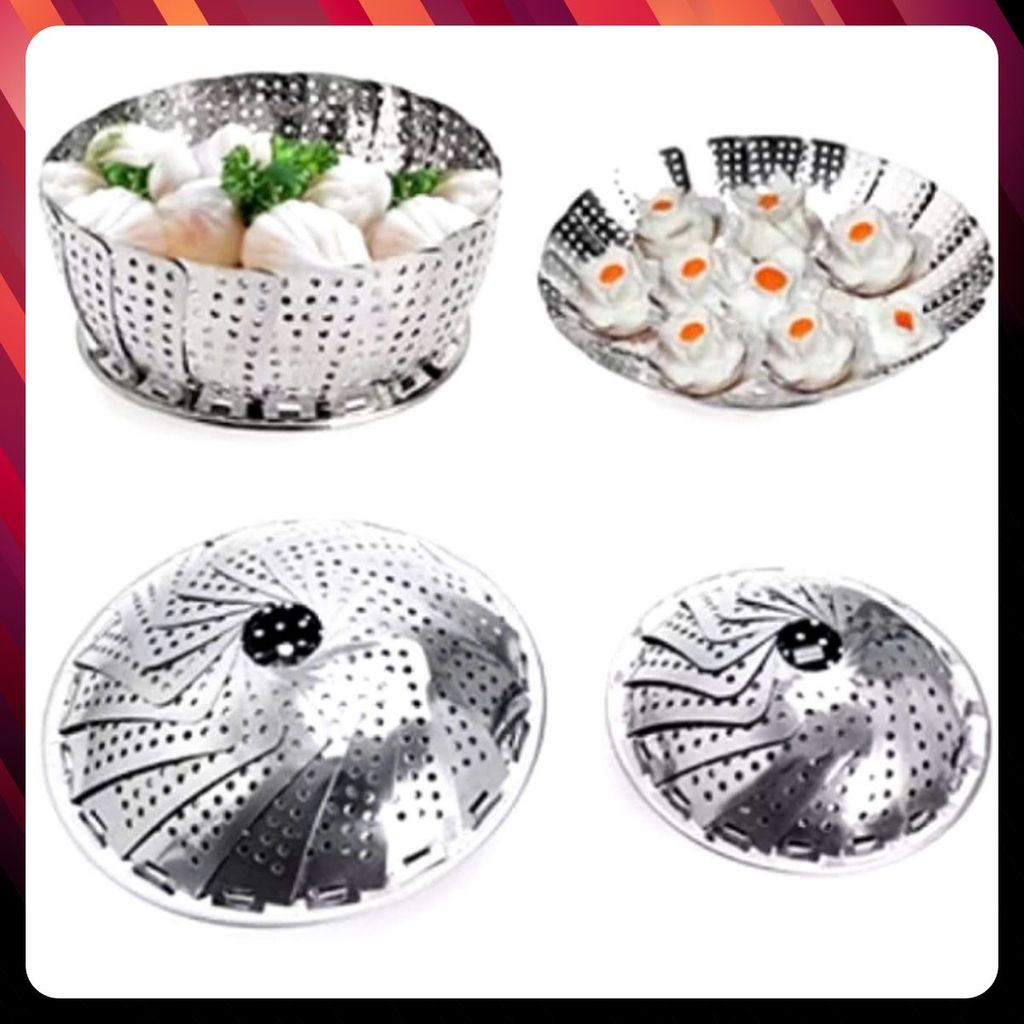 VỈ HẤP ĐỒ XÔI INOX SIZE 26 - Khay Vỉ Hấp Vỉ Rổ Hấp Tròn Inox Xếp Gọn Tiện Lợi Inox Chống Rỉ Đường Kí
