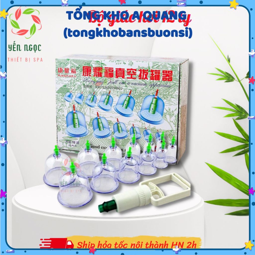 [12 ly] Bộ giác hơi không dùng lửa 12 cốc đủ phụ kiện | Bộ giác hơi 12 ống, Giác Hơi 12 Ly Nhựa Tron