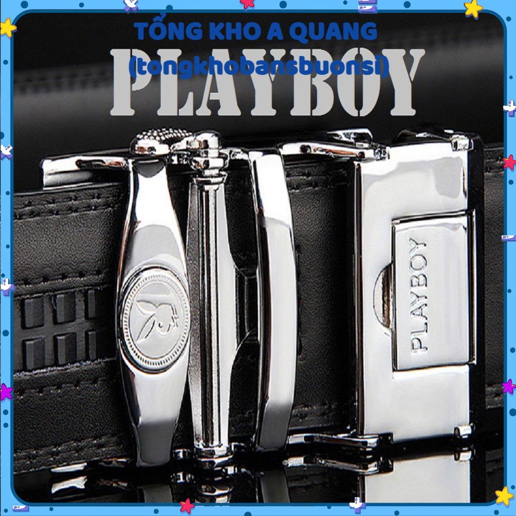 Thắt Lưng Da Nam Khóa Tự Động Cao Cấp. Dây Nịt Nam Da Bò 100% Chính Hãng PLAYBOY Mạ Vàng Bạc Nam Tín