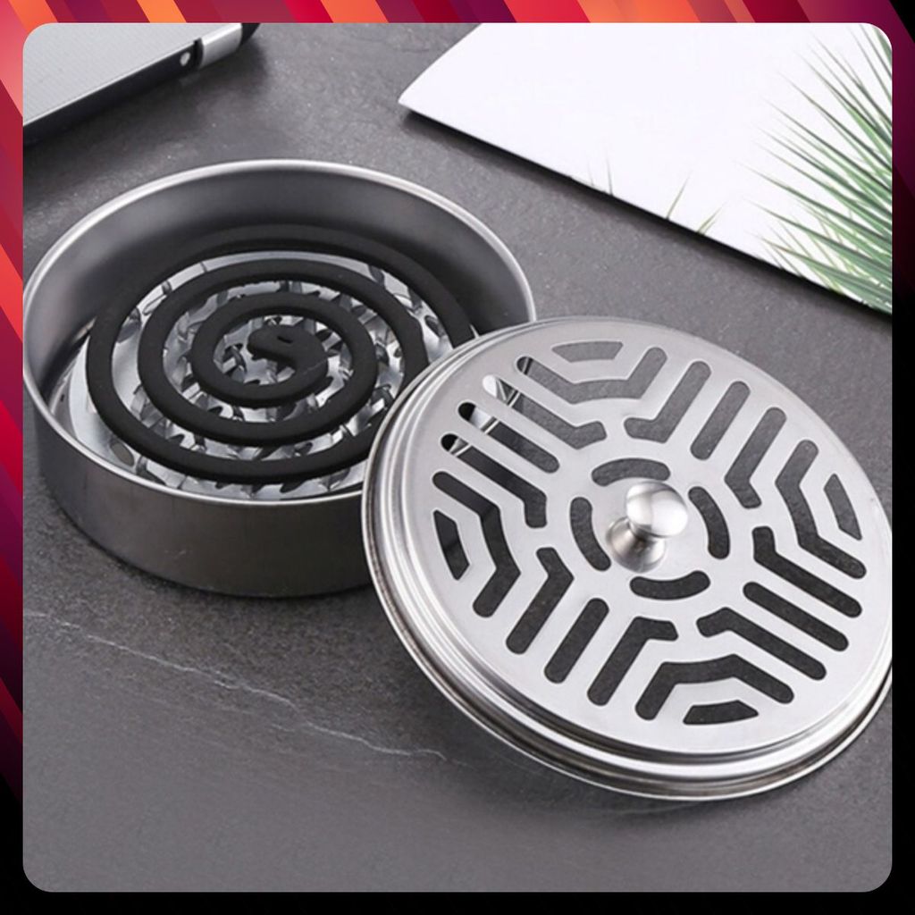 KHAY ĐỰNG NHANG MUỖI - Hộp Đựng Nhang Muỗi Inox Có NắP ĐậY-Khay Nhang Muỗi ThéP Không Gỉ Để Nhang Mu
