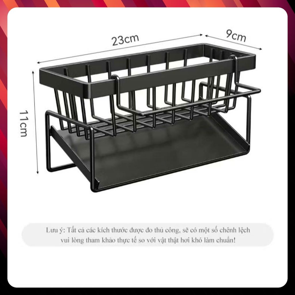 Kệ Đựng Đồ Rửa Chén Bát- Giá Để Giẻ Rửa Chén Trên Bồn Có Khay Hứng Nước Nghiêng - GIÁ ĐỰNG GIẺ RỬA B