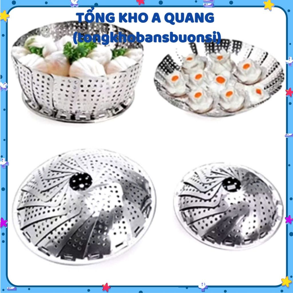 VỈ HẤP ĐỒ XÔI INOX SIZE 26 - Khay Vỉ Hấp Vỉ Rổ Hấp Tròn Inox Xếp Gọn Tiện Lợi Inox Chống Rỉ Đường Kí