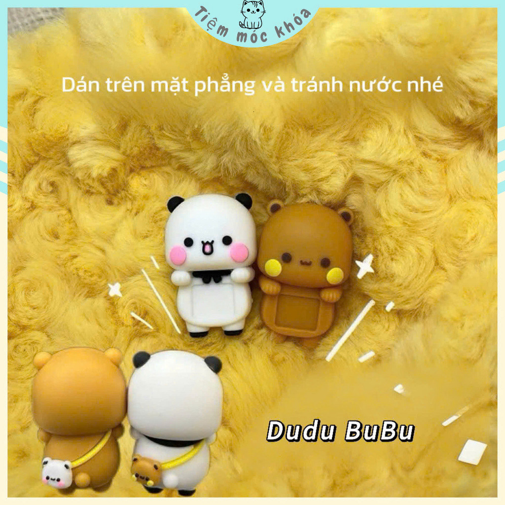 Sticker Dudu Bubu Ngộ Nghĩnh, Hình Ảnh Gấu Trắng & Gấu Nâu: Trang Trí Laptop và Góc Làm Việc